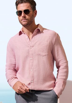 John Devin Leinenhemd JOHN DEVIN Langarmhemd, Herren, Gr. XXXL (47/48), N-Gr, rot, Leinenmischung, Obermaterial: 55% Leinen, 45% Baumwolle, regular fit normal, R