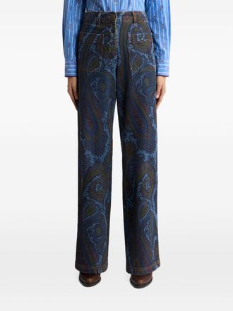 Etro Paisley-Patterned Wide-Leg Jeans - Blue