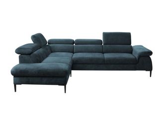 Pascal Morabito Sof&aacute; rinconera terciopelo 5 plazas azul oscuro 280x214cm