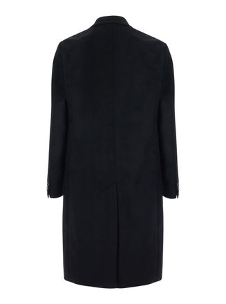 Emporio Armani Mens Double-Breasted Cashmere Coat Black Wool