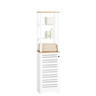 SoBuy Sobuy - Armario Ba&ntilde;o Alta Mueble Columna De Ba&ntilde;o Armario Para Ba&ntilde;o Con 5 Estantes Estanter&iacute;as De Ba&ntilde;o Blanco Medidas: 40x30x160cm Bzr43-w Es