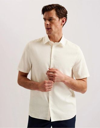 Ted Baker Mens Naires Regular Fit Short Sleeve Shirt - White - Size: 32/34
