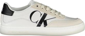 Calvin Klein Schoenen, Dames, Wit, 41 EU, Polyester, Sportieve witte sneakers met contrastdetails