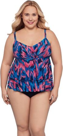 Trimshaper Leona V-Neckline Tankini Swimsuit Top in Nairobi Nights at Nordstrom, Size 12