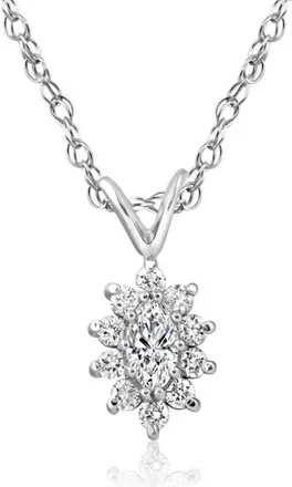 Pompeii3 1/2CT Marquise Halo Pave Diamond Solitaire Pendant 10K White Gold Lab Grown