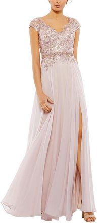 Mac Duggal Embellished Cap Sleeve Bodice Flowy Gown