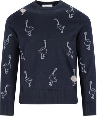 Thom Browne Minimalist Knit Sweater With Ribbed Details