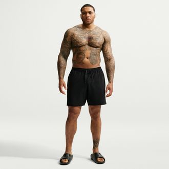 Nike Mens Swim Contend Essential 7 Brief-Lined Volley Short (Big & Tall) in Black | NESSG591-001