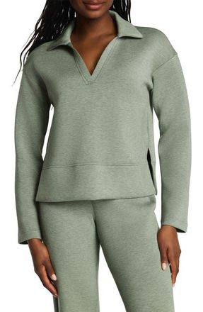 Spanx AirEssentials Polo Sweatshirt in Sage Brush Heather at Nordstrom, Size X-Large