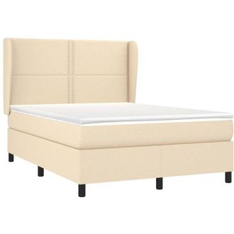 vidaXL Cama Box Spring Con Colch&oacute;n Tela Color Crema 140x200 Cm Vidaxl