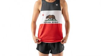 Rabbit Mens Speedeez Singlet Top In California - Red / White / Black