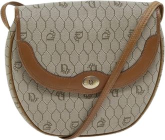 Dior Honeycomb Beige Canvas Shoulder Bag (Pre-Owned)