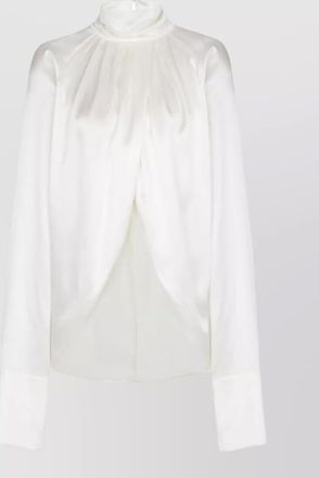 Balmain high neck long sleeve silk blend top