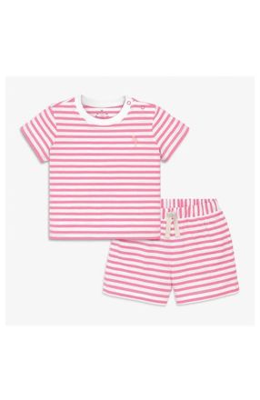 primary Baby Stripe Embroidered Set in Taffy White Stripe at Nordstrom, Size 18-24M