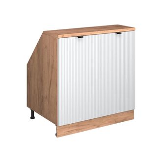 Vicco Armario De Cocina Para Techo Inclinado R-line, Ondulaci&oacute;n Blanca, 80 Cm Con 2 Puertas, 60 Cm De Profundidad, Vicco