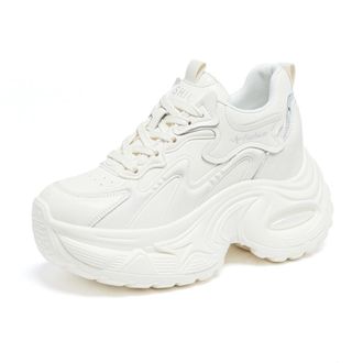 Generic Womens Fashion Increase Height Wedge Shoes Breathable Casual Invisible Platform Walking Sneakers,White,2.5 UK
