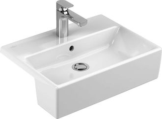 Villeroy & Boch Villeroy&boch - Memento, Lavabos Semiencastrados, 550 X 425 Mm, Rectangular, Para Grifer&iacute;a De 3 Orificios, Orificio Central Perforado, Con Rebosadero,