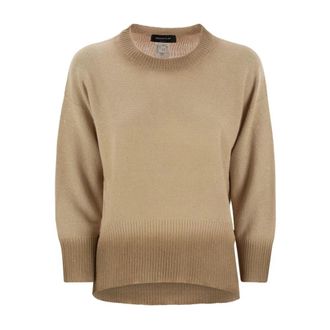 Fabiana Filippi Elegante Jersey Jurk - Dames - Ronde hals truien - Bruin - M - Katoen - Truien & Vesten