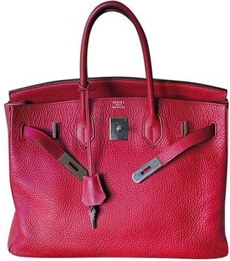 Herm&egrave;s Red Togo Leather Birkin 35 PHW Size 35