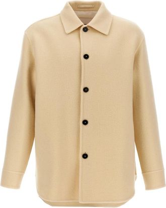 Jil Sander Wollen jas - Heren - Zomerjassen - Beige - L - Wol - Jassen