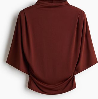 H&M Jerseyshirt mit Drapierung - Dunkelrot