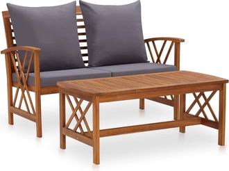 vidaXL Muebles De Jard&iacute;n 2 Piezas Con Cojines Madera Maciza De Acacia Vidaxl