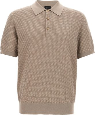 Brioni Beige Cotton Polo Mens Shirt