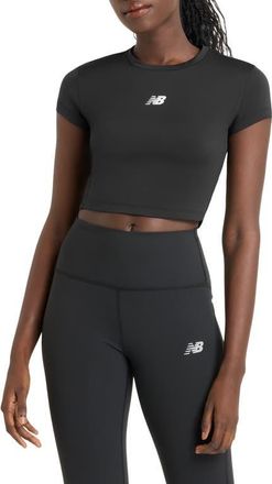 New Balance NB Harmony Fitted Crop Performance T-Shirt in Black at Nordstrom, Size X-Small