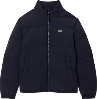 Lacoste Waterafstotend donsjack met capuchon - Heren - Gewatteerde jassen - Blauw - L - Leer - Jassen