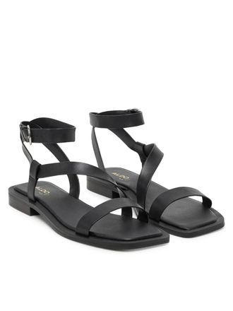 Aldo Womens Aldo Grugar 13966800 Sandals Black Ankle Strap Square Toe ZAP1677