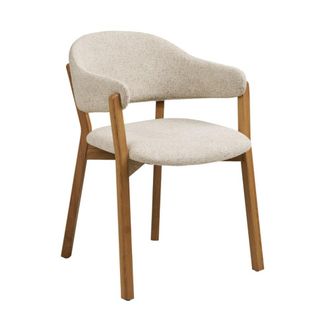 Moloo Silla de comedor en roble macizo y tela beige