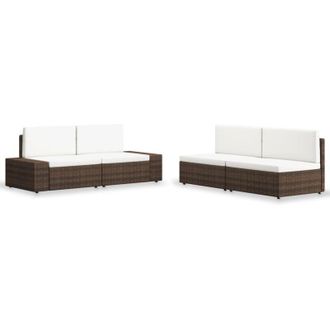 vidaXL Vidaxl - Set Divani da Giardino 4 pz in Polyrattan Marrone