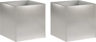 vidaXL Macetero De Jard&iacute;n 2 Uds. Plateado 25 X 25 X 25 Cm Vidaxl