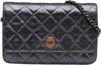 Chanel Pre-owned Wallet On Chain - Dames - Vintage Clutch - Grijs - ONE Size - Leer - Vintage