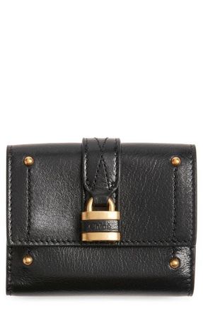 Chlo&eacute; Mini Paddington Grained Leather Trifold Wallet in Black at Nordstrom