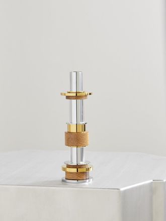 Christofle Candeliere Grande In Acciaio Inossidabile, Metallo Dorato, Quercia E Vetro Myriade - Argento