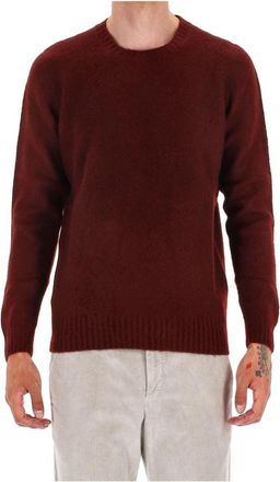 Drumohr Bordeaux Wollen Trui Polo Stijl - Heren - Ronde hals truien - Rood - XL - Wol - Truien & Vesten
