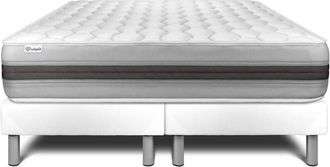 VITALIT Vitalit - Base Tapizada Blanco + Colch&oacute;n Con Muelles Y Viscoel&aacute;stica 2x80x200