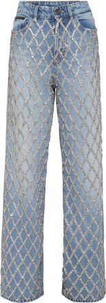 Philipp Plein Skater Fit Jeans Crystal Net - Dames - Loose Fit Jeans - Blauw - W26 - Katoen - Jeans