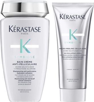 Kerastase Womens Kérastase Symbiose Duo - Moisturising Anti-Dandruff Cellular Shampoo 250ml & Micro-Exfoliating Treatment 200ml for Dry, Sensitive Scalps - One 