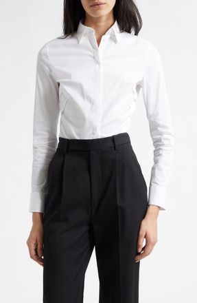 BOSS Burbel Fitted Cotton Blend Button-Up Shirt in White at Nordstrom, Size 8