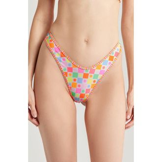 Kulani Kinis High Cut Thong Bikini Bottoms in Sunshine Sorbet at Nordstrom Rack, Size Medium