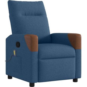 vidaXL Sill&oacute;n Reclinable De Masaje De Tela Azul Vidaxl