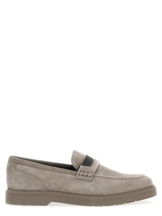 Brunello Cucinelli Grey Solid Monile Loafers