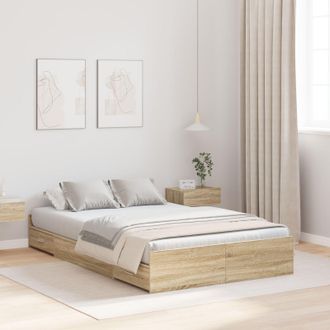 Berkfield Home Storage Bed Frame Sonoma oak 120 x 200 cm Engineered wood in Brown