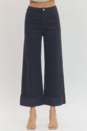 Entro Lightweight Woven Cute & Cuffed Pants In Navy