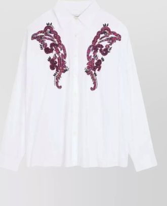 Dries Van Noten embroidered oversized cotton shirt