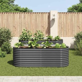 Berkfield Home Garden Raised Bed 240x80x81 cm Galvanised Steel Grey | Size: 240 x 80 x 81 cm