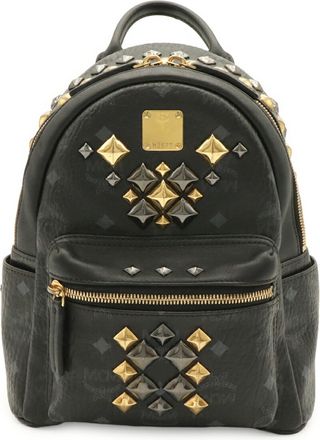 MCM Mcm Visetos Black Gray Coated Canvas Pvc Leather Backpack (Pre-Owned)