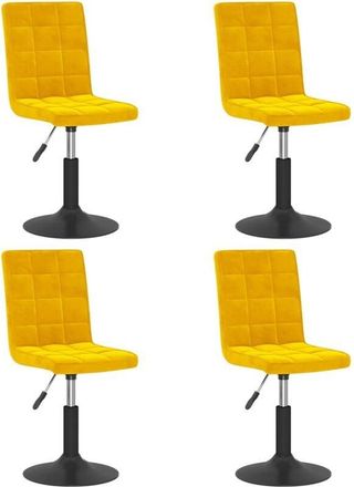 vidaXL Vidaxl - Sillas De Comedor Giratorias 4 Uds Terciopelo Amarillo Mostaza